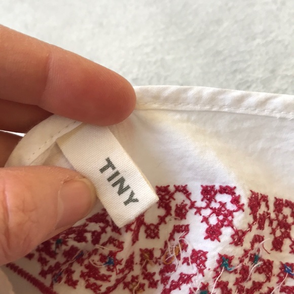 TINY Anthropologie Blue Stripe Embroidered Top - Picture 5 of 8